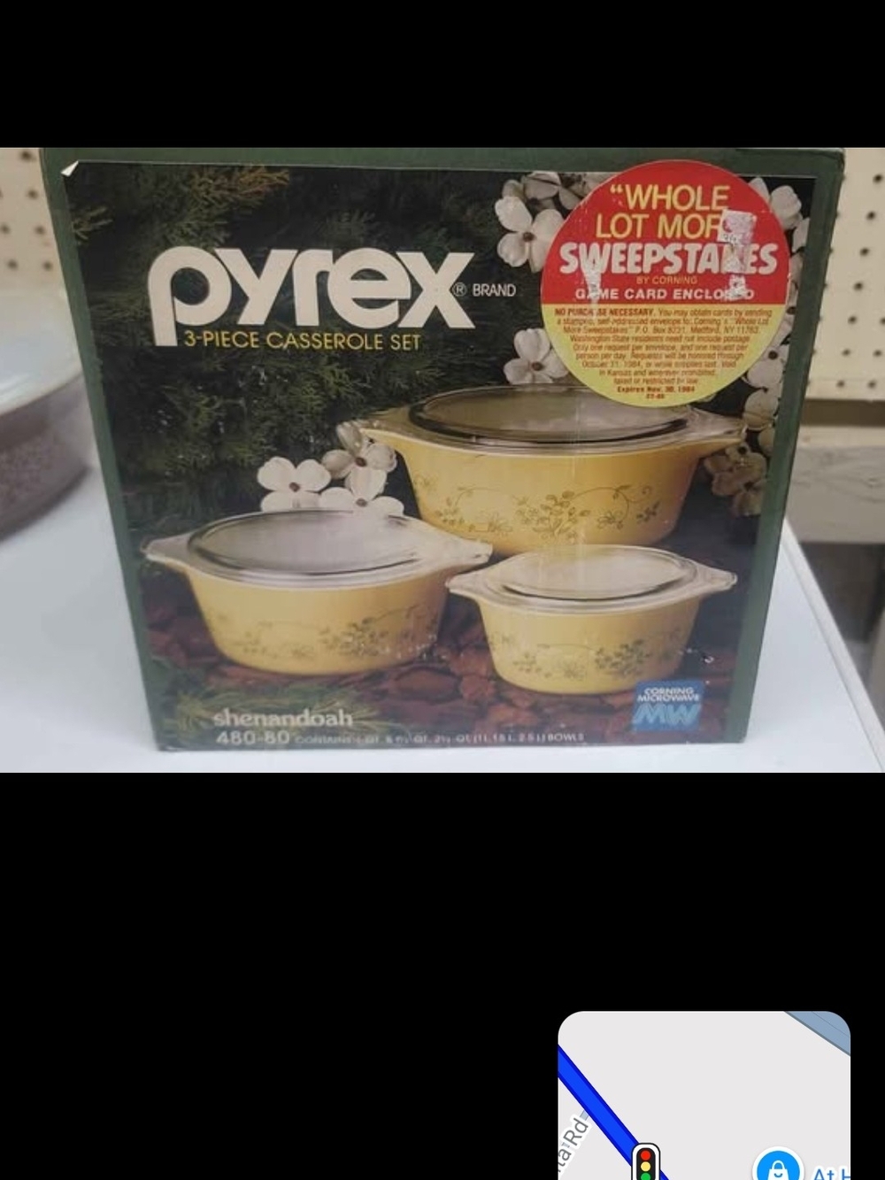 NOS VINTAGE Pyrex Yellow Shenandoah 3-Piece Casserole Set with Lids